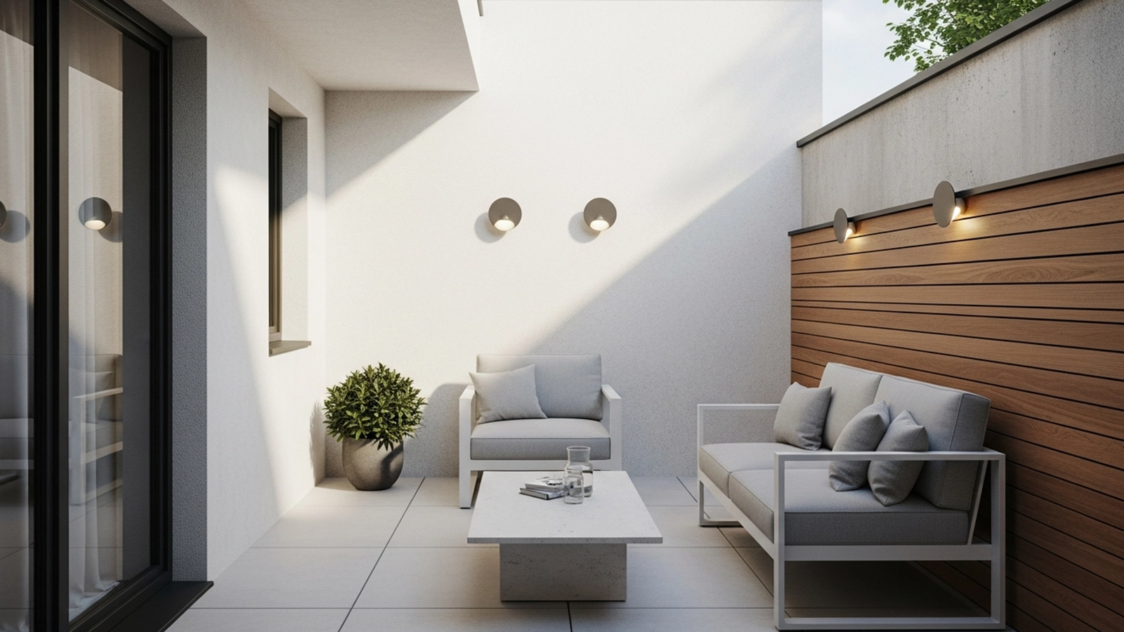 Minimal yet intentional patio decor that enhances comfort without overcrowding a small backyard space.