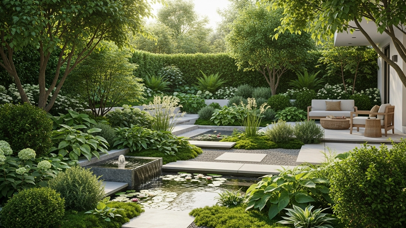Lush planting used as the main decorative element shows how gardens can feel rich without relying on excessive accessories.