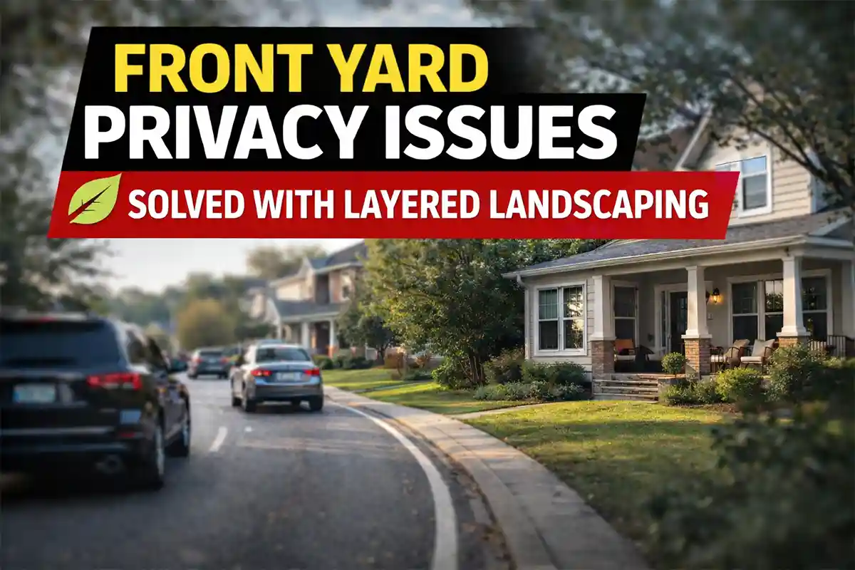 Suburban home at the entrance of a busy neighborhood street with limited front yard privacy.