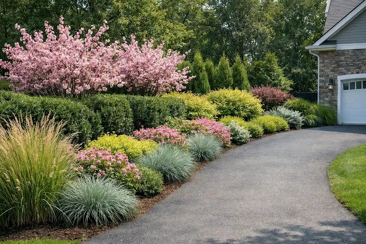 driveway landscaping that improves both privacy and curb appeal
