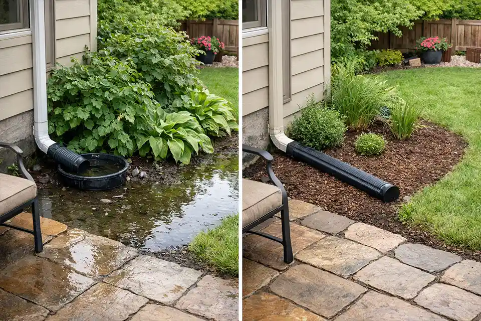 Comparison of a mosquito-prone backyard bed with pooled water and a corrected fast-drying bed with better drainage and airflow